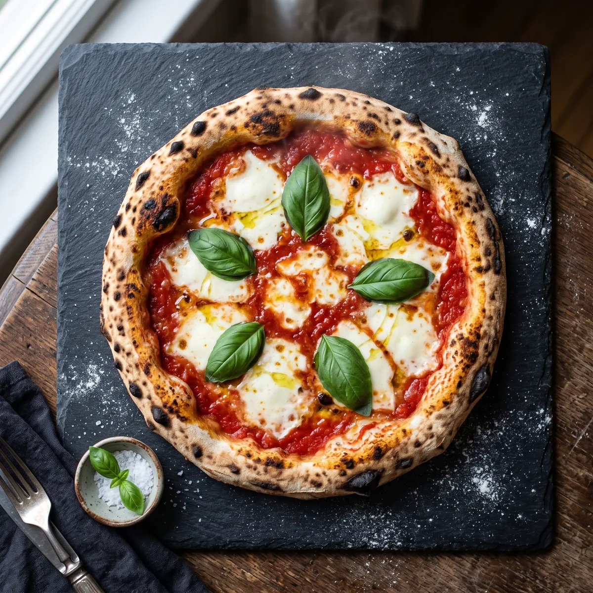 Pizza Margherita D.O.P. con tomate San Marzano y mozzarella fior di latte